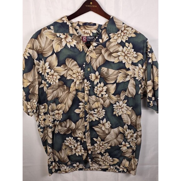 VTG Chaps Ralph Lauren Men's Large Short Sleeve Hawaiian Shirt - Picture 1 of 8